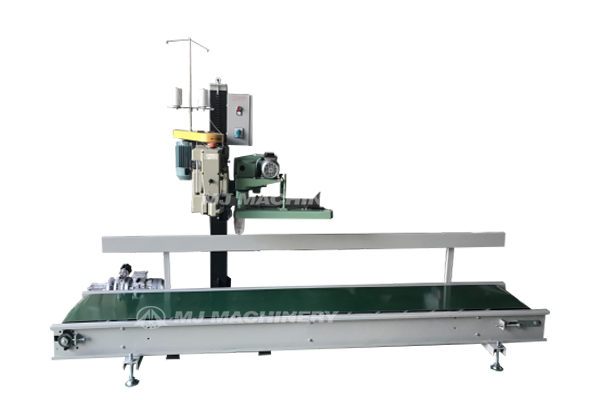 Bag folding sewing conveyor